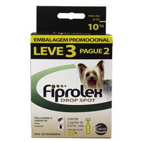 Combo Fiprolex Cães Até 10kg Anti-pulgas e Carrapatos (LEVE 3 Pague 2) - Ceva