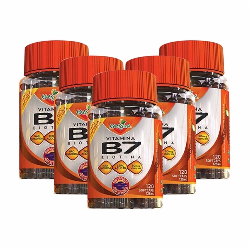 Combo Kit 5Un Vitamina B7 (Biotina) 120 Caps - Katiguá