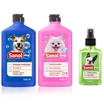Combo kit Banho cachorros: Shampoo Antipulgas, Condicionador Revitalizante e colônia cítrico