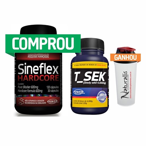 Combo Kit Sineflex Hardcore + T-Sek - Power Supplements Ganhe uma Coqu...
