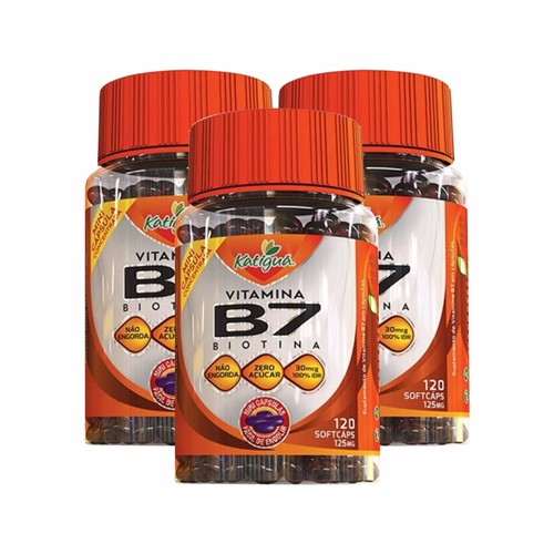 Combo Kit 3Un Vitamina B7 (Biotina) 120 Caps - Katiguá
