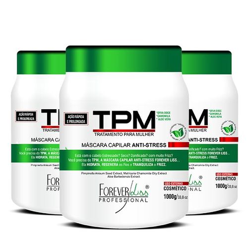 Combo 3 Máscara Tpm Anti Stress Forever Liss 1kg