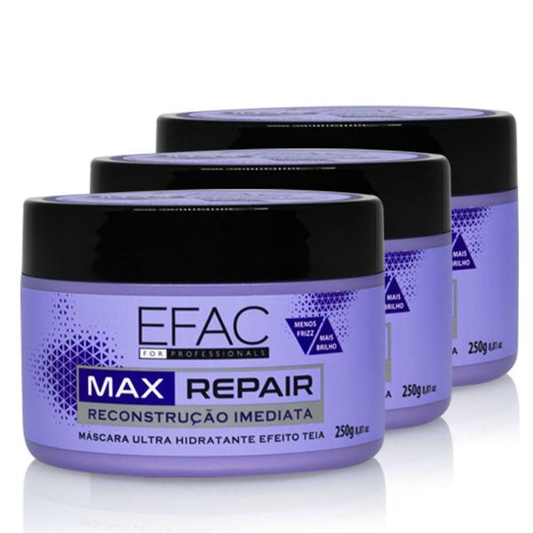 Combo 3 Máscaras de Reconstrução Imediata EFAC Max Repair - 250g - Efac Cosméticos
