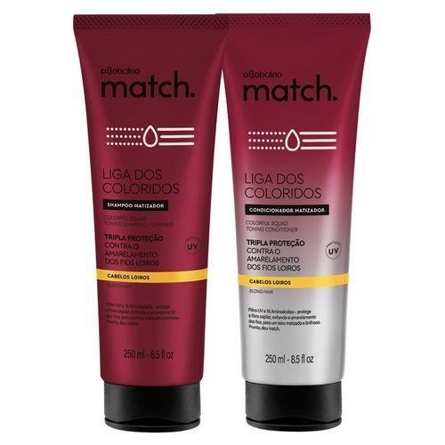 Combo Match Matizador: Shampoo + Condicionador para Cabelos Loiros