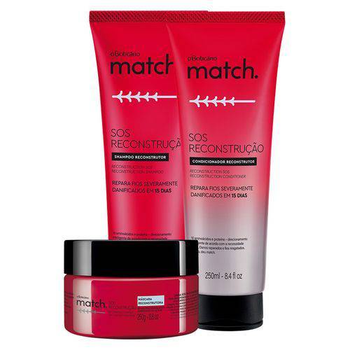Combo Match SOS Reconstrução: Shampoo + Condicionador + Máscara