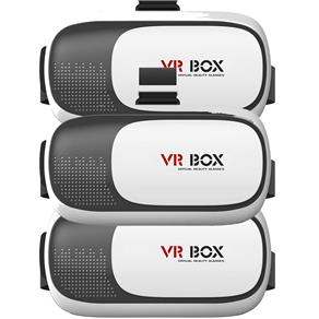 Combo 3 Óculos VR Box Realidade Virtual 3D Android IOS + Controle Bluetooth