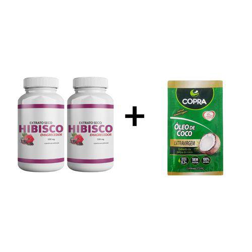 Kit 2 Un Hibisco Emagrecedor 60 Cps + Oleo de Coco Sache 15G