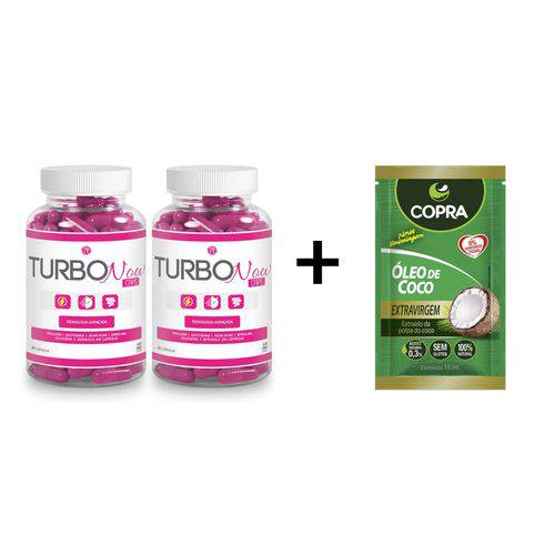 Combo 2 Potes Turbo Nau 60 Capsulas + Oleo de Coco Sache 15G