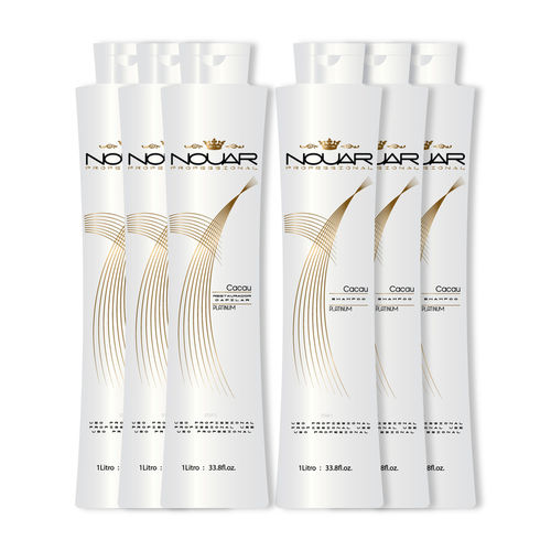 Combo Progressiva Nouar Professional Cacau Platinum 1L X 3 Kits Shampoo & Tratamento Antifrizz
