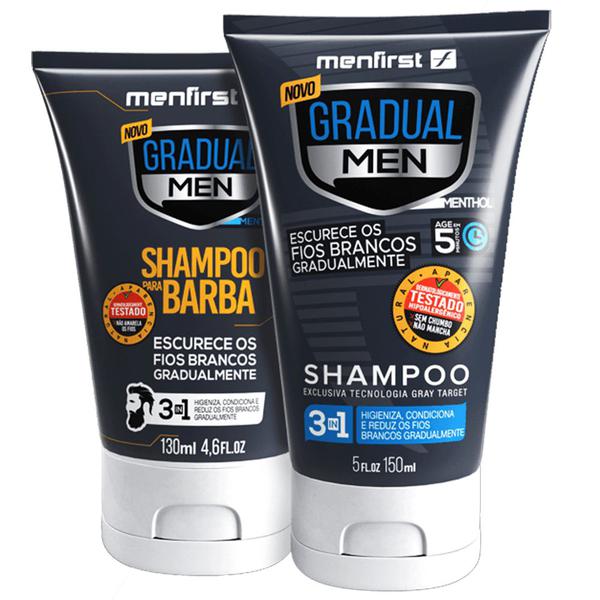 Combo Redutor de Fios Brancos: Shampoo para Barba + Shampoo para Cabelo Gradual Men - Menfirst