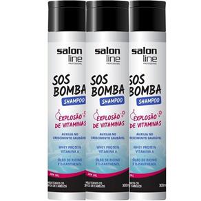 Combo Shampoo Bomba Salon Line 3 Itens - 3x300ml