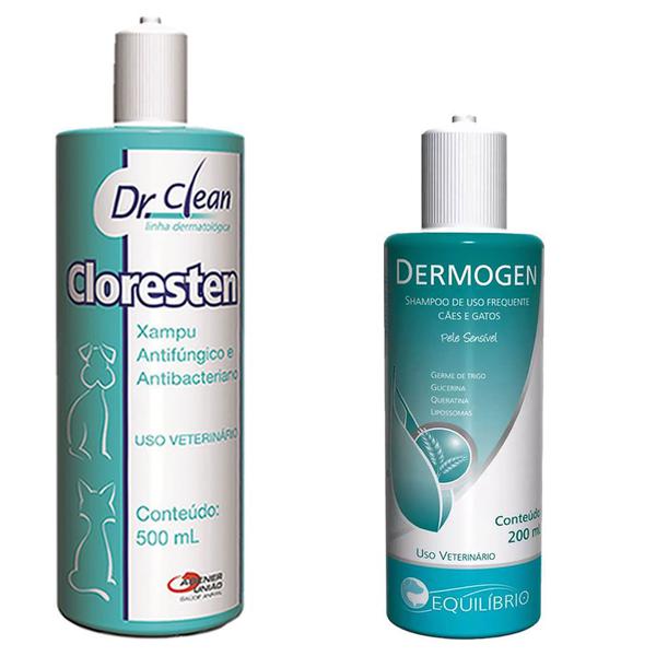 Combo Shampoo Dermogen 200ml + Shampoo Cloresten 500ml - Agener Uniao