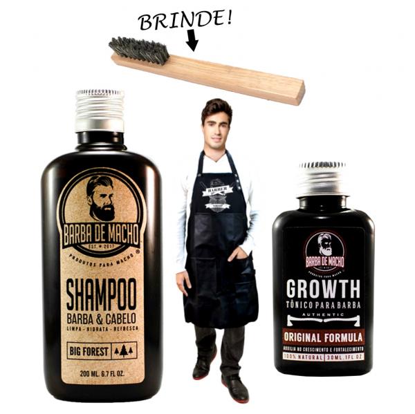 Kit Shampoo + Tônico + Avental de Barbearia - Compre Agora - Barba de Macho
