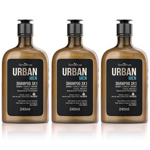Combo 3 Shampoo Urban Men Farmaervas 3x1 - 240ml