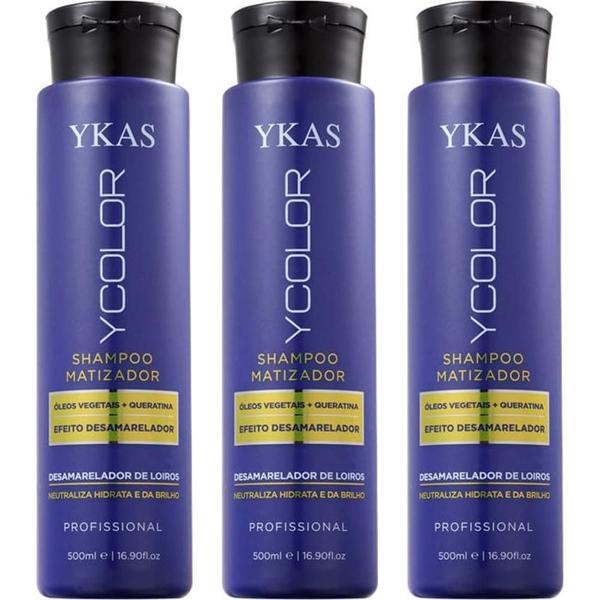 Combo 3 Shampoos Matizador Ycolor Ykas - 500ml