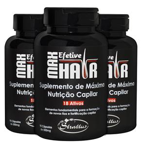 Combo 3 Suplemento Vitamínico Mineral Max Efetive Hair - 90 Cápsulas