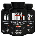 Combo 3 Suplemento Vitamínico Mineral Max Efetive Hair - 90 Cápsulas