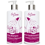 Combo tratamento floral para cachorro: Kit banho Shampoo e Condicionador tratamento Tristeza e Depressão Bioflorais Pet