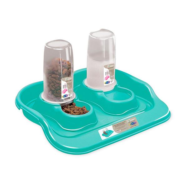 Comedouro Plastpet Kit Flex Gourmet para Cães e Gatos Azul Tiffany 650ml - Plast Pet