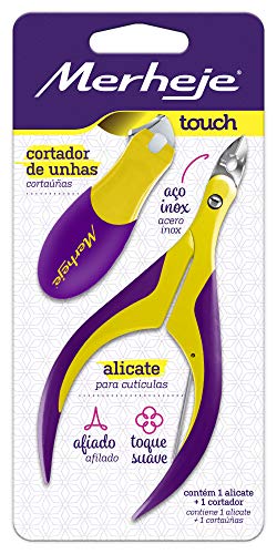 Conjunto - Alicate para Cutículas + Cortador de Unhas - Amarelo/Violeta