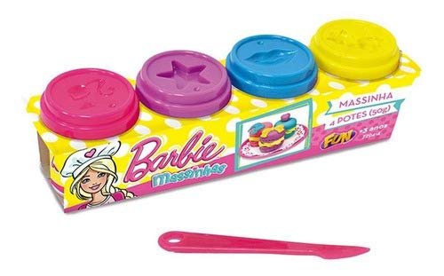 Conjunto Barbie Massinha com 4 Potes 50g - Fun Divirta-se
