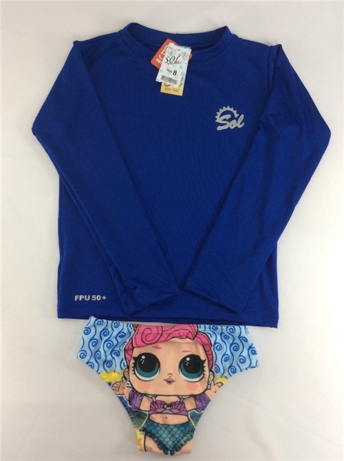 Conjunto Biquine e Camiseta Manga Longa Azul Proteção Uv50+ 8 Anos | P... (Novo, 8 Anos, Banho)
