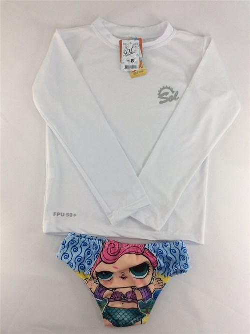 Conjunto Biquine e Camiseta Manga Longa Branco Proteção Uv50+ 8 Anos |... (Novo, 8 Anos, Banho)