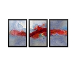 Conjunto Kit 3 Quadros Decorativos Vermelho Abstrato Los Quadros