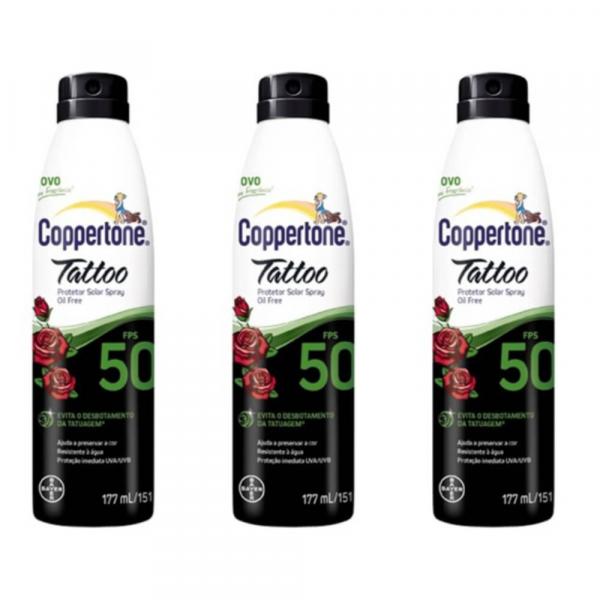Coppertone Tatto Protetor Solar Fps50 Spray 177ml (Kit C/03)