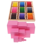 Cor Material Sensorial Montessori Aprender Caixa + Torre Rosa Para A Educação Das Crianças