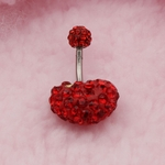 Coração De Cristal Dangle Button Barriga Umbigo Anel Bar Body Jewelry 14G Vermelho