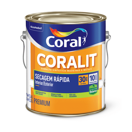 Coral Coralit Secagem Rápida Zero Odor Brilhante 3,6 Litros Branco