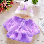 Coral Fleece Outwear com coelho bonito Ear roupa do bebê capa bonito da festa do recém-nascido roupa do bebê