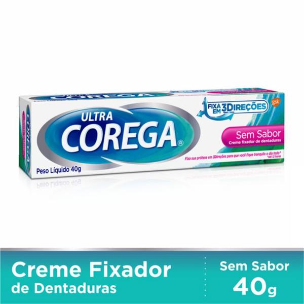 Corega Ultra Creme Fixador para Dentaduras Sem Sabor 12h 40g