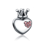 Liga Diamante Coroa do coração Bead com Big Hole ornamento Acessórios