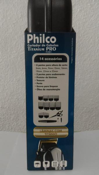Cortador de Cabelo Philco Titanium Pro Pcr01 14w 14 Acessórios com Maleta 110v