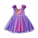 Costume Desempenho saia roxa brilhante Princess Dress Bowknot Multi-camada elegante meninas