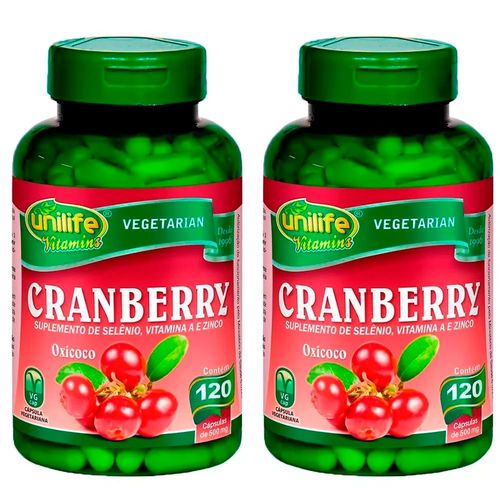 Cranberry 500mg - 2 Un de 120 Cápsulas - Unilife
