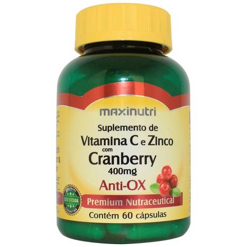 Cranberry + Vitamina C e Zinco - Antiox - 60 Cápsulas - Maxinutri