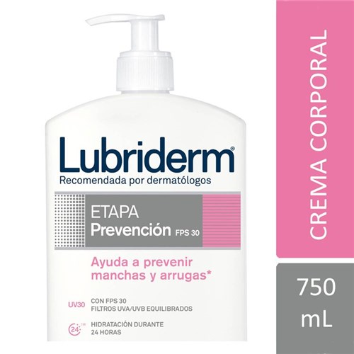 Crema Corporal Lubriderm, Prevencion UV30, 750 Ml