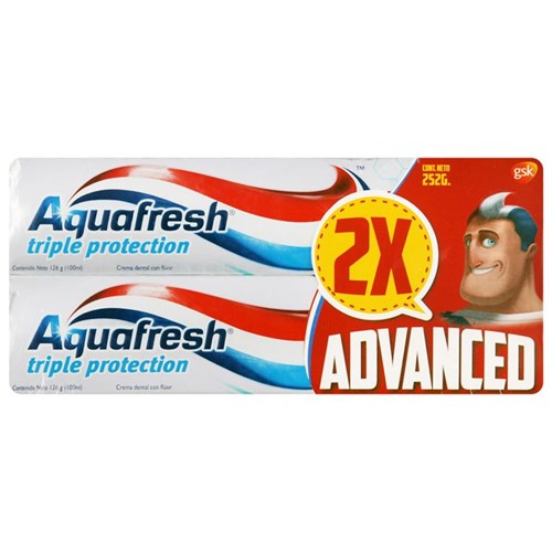 Crema Dental Aquafresh 2 Unid de 126 G C/u, Advanced Cavity Protection
