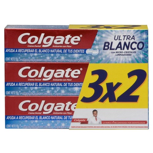 Crema Dental Colgate Ultra Blanco, 3 Unid. 90 G C/u