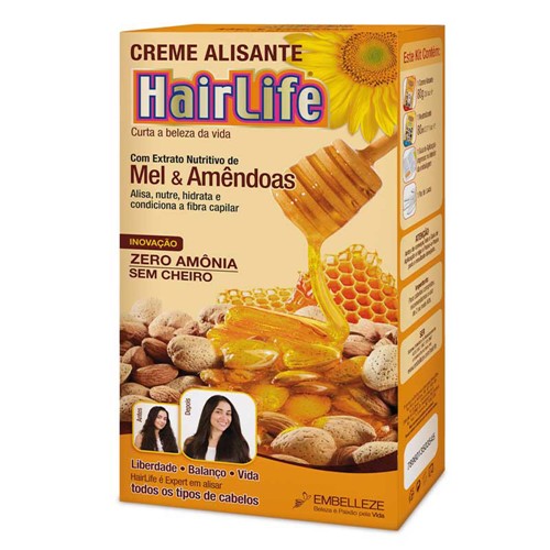 Creme Alisante HairLife Mel e Amêndoas
