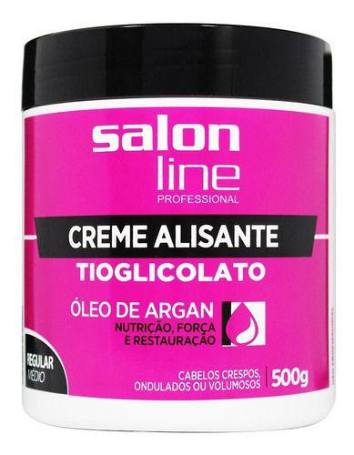 Creme Alisante Tioglicolato Óleo Argan Médio 500g Salon Line