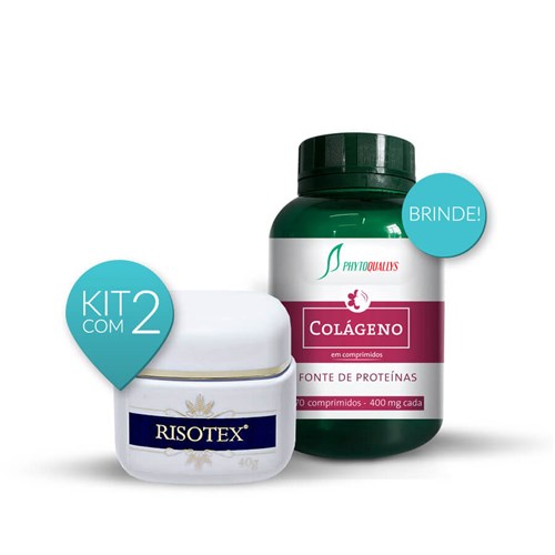 Creme Antirrugas Risotex 40g - Kit Promocional com 2 Potes + 1 Pote de Colágeno de Brinde