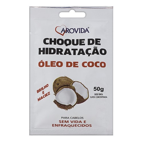 Creme de Tratamento Arovida Choque de Hidratação Óleo de Coco Sachê com 50g