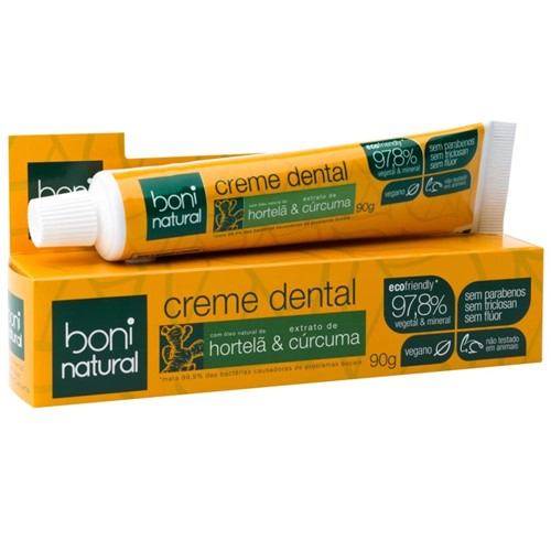 Creme Dental Boni Natural Hortelã e Curcuma 90g