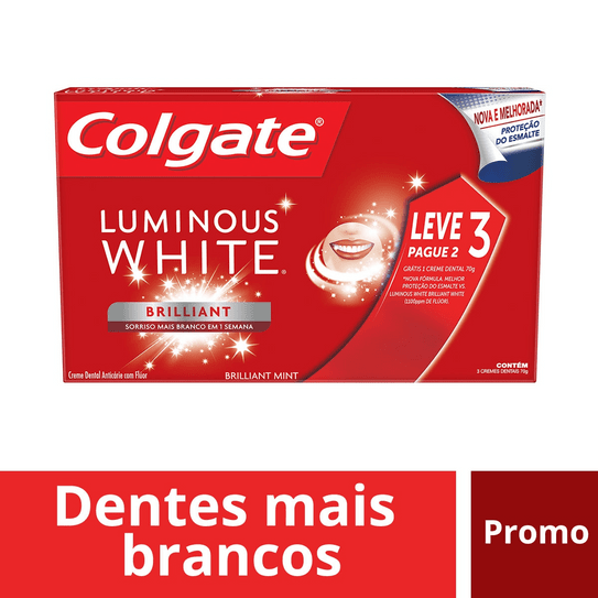 Creme Dental Branqueador Colgate Luminous White 70g Promo Leve 3 Pague 2