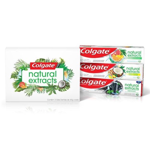 Creme Dental Colgate Natural Extracts Pack com 3 Unidades de 40g Cada