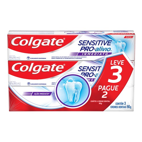Creme Dental Colgate Sensitive Pro-Alívio Imediato Original com 90g Cada Leve 3 Pague 2